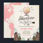 アドベンチャーな出会いが待っています♪ 赤ちゃんのお披露目パーティーご招待 Vintage Girl 招待状<br><div class="desc">♥ これから生まれる小さな子のための、とってもキュートで楽しいベイビーシャワーのご招待状！冒険が待っていますというテーマで、女の子らしくピンク色を基調に。</div>