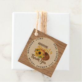 アドベンチャーに咲くラスティックひまわり ブライダルシャワーパーティー フェイバータグ