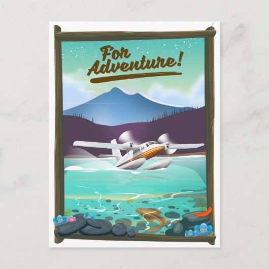 アドベンチャーに!水上飛行機の旅行ポスター ポストカード (正面)