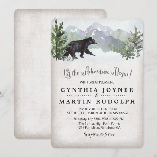 アドベンチャーのはじまり ラスティック ウェディング インビテーション (正面/裏面)