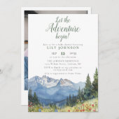 アドベンチャーの始まり 山のベイビーシャワーの写真 招待状 (正面/裏面)