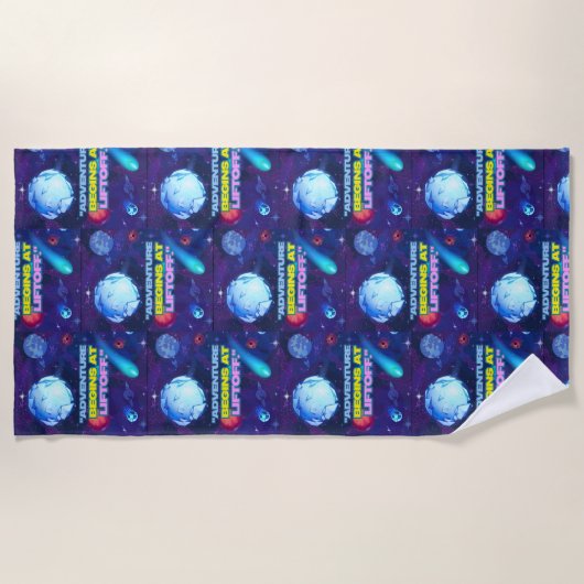 アドベンチャーはリフトオフ絶縁タンブラーから始まる ビーチタオル (正面)