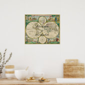 アドベンチャーは価値のある旧世界地図の旅行引用文 ポスター (キッチン)