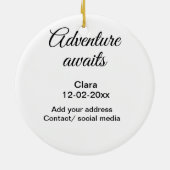 アドベンチャーは名前の追加の日付の年の場所を開始 セラミックオーナメント (裏面)