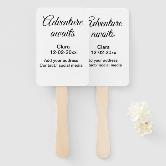 アドベンチャーは名前の追加の日付の年の場所を開始 ハンドファン (正面&裏面)