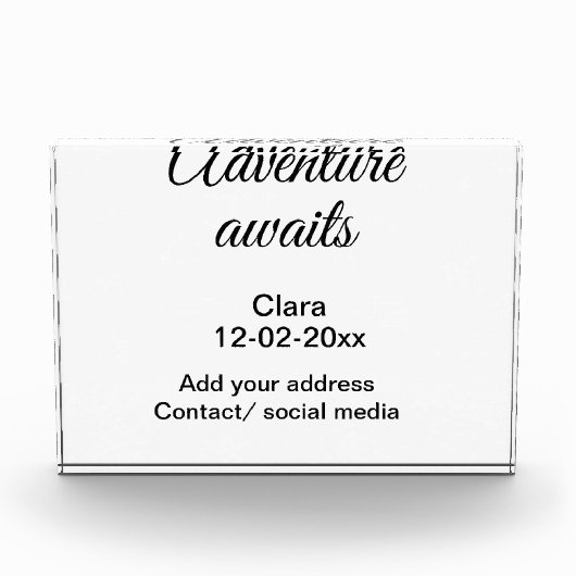 アドベンチャーは名前の追加の日付の年の場所を開始 フォトブロック (正面)