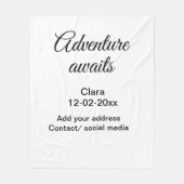 アドベンチャーは名前の追加の日付の年の場所を開始 フリースブランケット (正面)