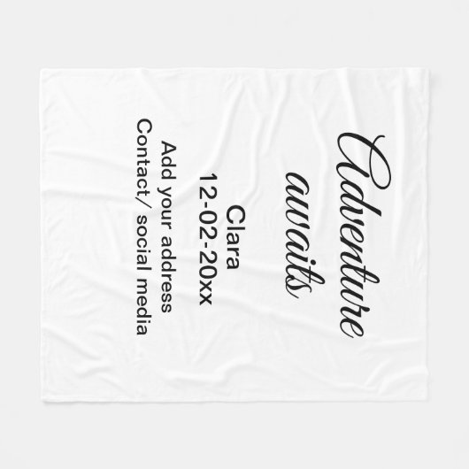 アドベンチャーは名前の追加の日付の年の場所を開始 フリースブランケット (正面(横))