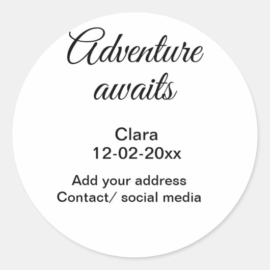 アドベンチャーは名前の追加の日付の年の場所を開始 ラウンドシール (正面)