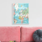 アドベンチャーは待っているヴィンテージワールドマップキャンバス キャンバスプリント (インサイチュ (リビング))