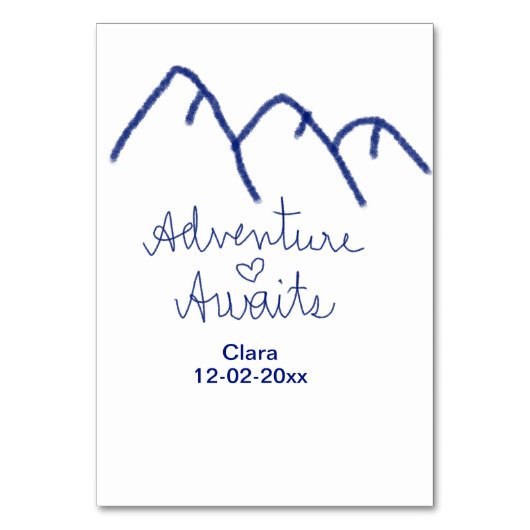 アドベンチャーは青い山のハート追加の名前 テーブルナンバー (正面)