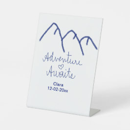 アドベンチャーは青い山のハート追加の名前 台座サイン