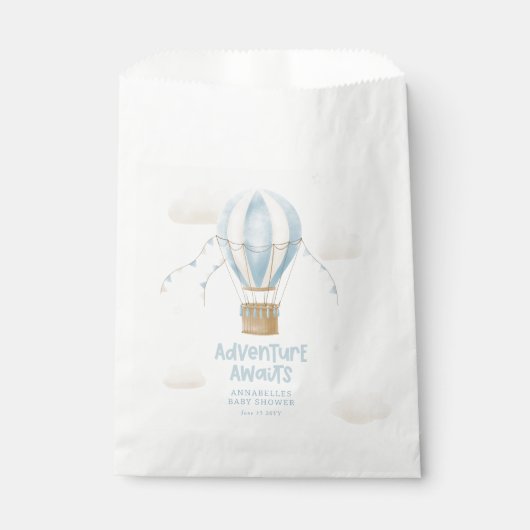 アドベンチャーは青い熱気球の赤ちゃんシャワーを待っている フェイバーバッグ (正面)