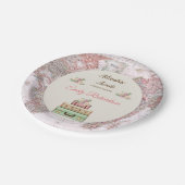 アドベンチャーへの期待 世界地図 マップ ピンク アイボリー ローズ ペーパープレート (アングル)