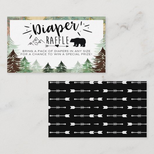 アドベンチャーもっとも偉大ベイビーシャワーおむつラッフルカード エンクロージャーカード (正面/裏面)