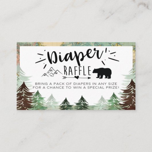 アドベンチャーもっとも偉大ベイビーシャワーおむつラッフルカード エンクロージャーカード (正面)