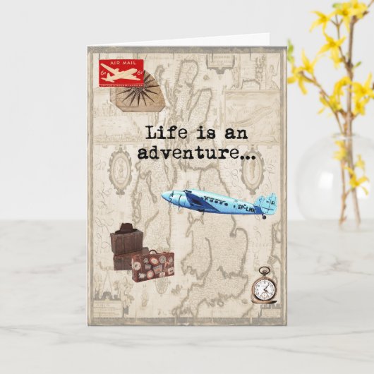 アドベンチャーをテーマにした誕生日カード カード (黄色い花)