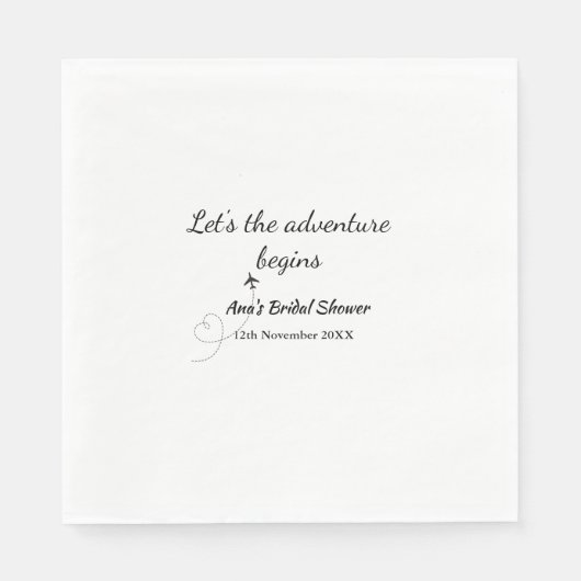 アドベンチャーを開始するブライダルシャワーの名前を追加 スタンダードランチョンナプキン (正面)
