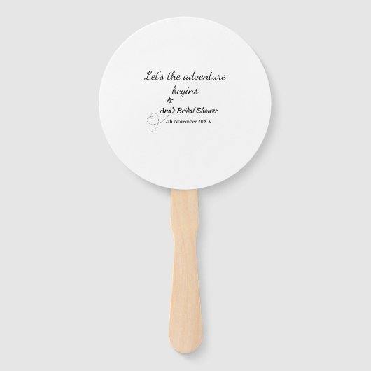 アドベンチャーを開始するブライダルシャワー追加の名前d ハンドファン (裏面)