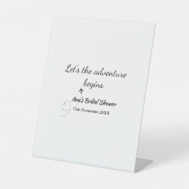 アドベンチャーを開始するブライダルシャワー追加の名前d 台座サイン