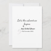 アドベンチャーを開始するブライダルシャワー追加の名前d 招待状 (正面)