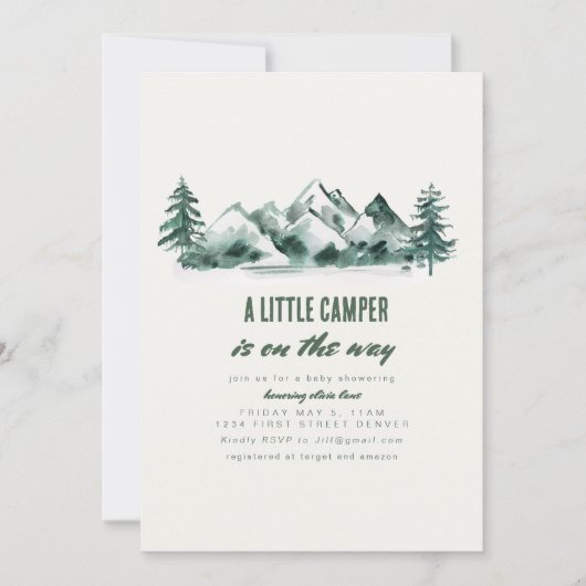 アドベンチャーアウェイズアウトドアベビーシャワー招待状 招待状 (正面)