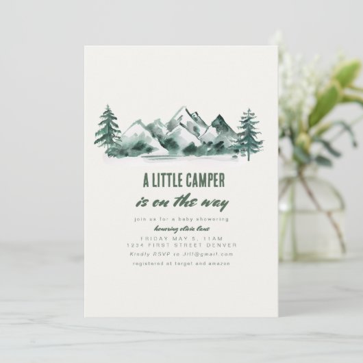 アドベンチャーアウェイズアウトドアベビーシャワー招待状 招待状 (スタンド正面)