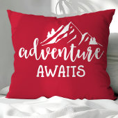 アドベンチャーアウェイズウィルダネス引用文 赤と白 クッション