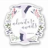 アドベンチャーアウェイズウォーターカラーバードとリース シール (正面)