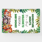 アドベンチャーアウェイズウッドランドキツネボーイズベビーシャワー 横断幕 (横)