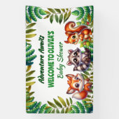 アドベンチャーアウェイズウッドランドキツネボーイズベビーシャワー 横断幕 (縦)