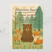 アドベンチャーアウェイズウッドランドベビーシャワー招待状 招待状 (正面/裏面)
