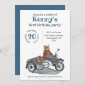 アドベンチャーアウェイズオートバイボーイズ誕生日 招待状 (正面/裏面)