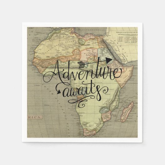 アドベンチャーアウェイズオールドワールドマップ スタンダードカクテルナプキン (正面)