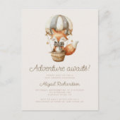 アドベンチャーアウェイズカワイイキツネバルーンベビーシャワー ポストカード (正面)