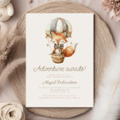 アドベンチャーアウェイズカワイイキツネバルーンベビーシャワー 招待状