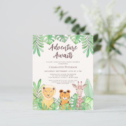 アドベンチャーアウェイズサファリアニマルズベビーシャワー招待状 (スタンド正面)