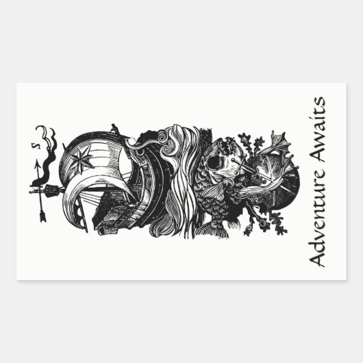 アドベンチャーアウェイズシップ蔵書票シール 長方形シール (正面)