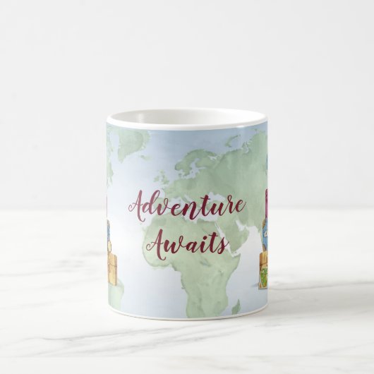アドベンチャーアウェイズスタックスーツケース世界旅行 コーヒーマグカップ (中央)