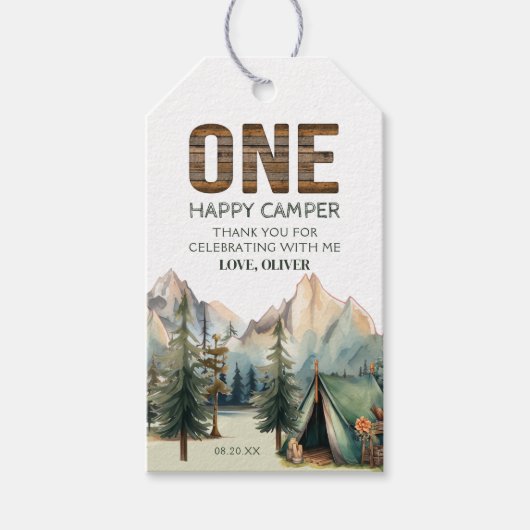 アドベンチャーアウェイズハッピーカンパー誕生日メッセージカード ギフトタグ (正面)