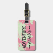 アドベンチャーアウェイズピンクワールドマップ ラゲッジタグ (正面縦)