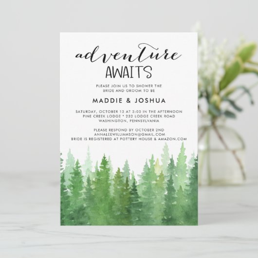 アドベンチャーアウェイズフォレストカップルズシャワー招待状 招待状 (スタンド正面)