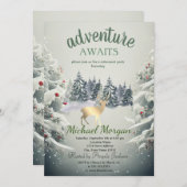 アドベンチャーアウェイズフォレスト金ゴールドトナカイ退職 招待状 (正面/裏面)