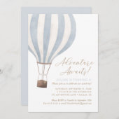 アドベンチャーアウェイズブルーホットエアバルーンボーイ誕生日 招待状 (正面/裏面)