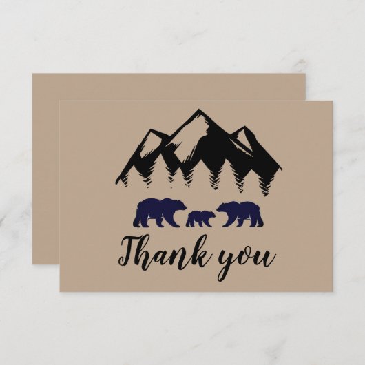 アドベンチャーアウェイズベアーズクラフトベビーシャワー サンキューカード (正面/裏面)