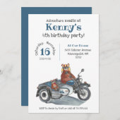 アドベンチャーアウェイズベアーズバイク子供の誕生日 招待状 (正面/裏面)