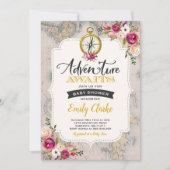 アドベンチャーアウェイズベビーシャワー招待状マップシャワー 招待状 (正面)