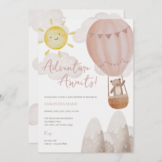 アドベンチャーアウェイズベビーシャワー招待状 招待状 (正面/裏面)