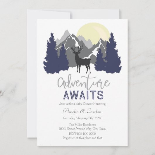 アドベンチャーアウェイズベビーシャワー招待状 招待状 (正面)