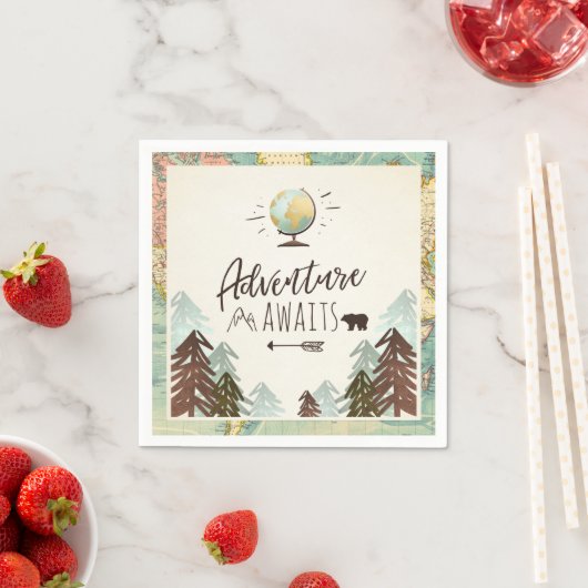 アドベンチャーアウェイズペーパーナプキンヴィンテージグローブトラベル スタンダードカクテルナプキン (インサイチュ)